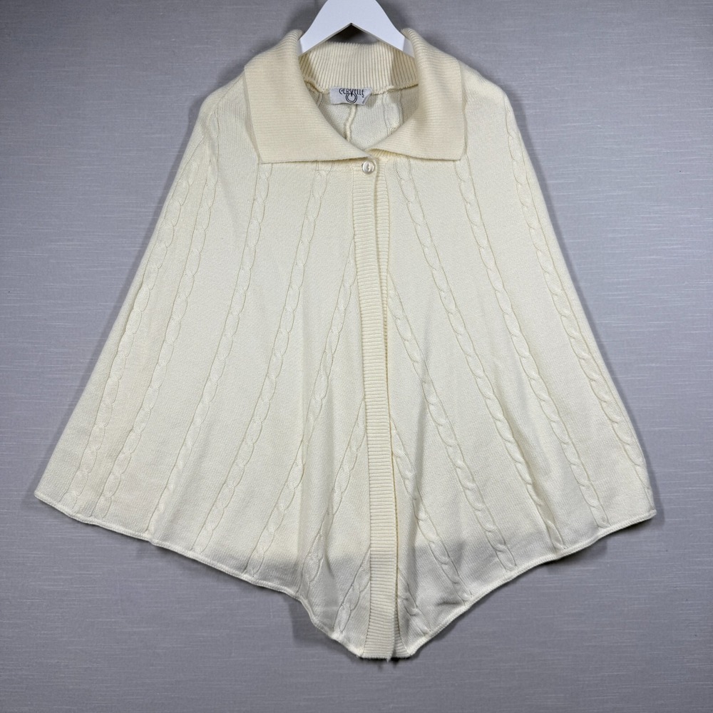 Vintage Cervelle Cape Sweater Womens One Size Ivory Knit‎ Quite Luxury Neutral